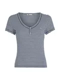 TJW SLIM HENLEY STRIPE V-NECK SS