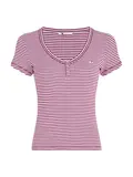 TJW SLIM HENLEY STRIPE V-NECK SS