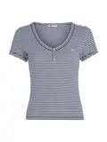 TJW SLIM HENLEY STRIPE V-NECK SS