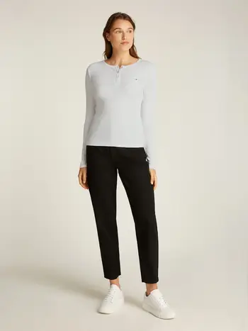 TJW SLM BUTTON RIB C-NECK LS EXT