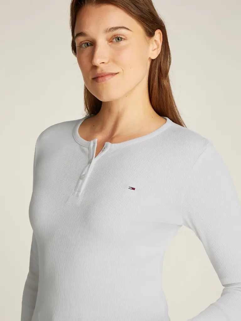 TJW SLM BUTTON RIB C-NECK LS EXT