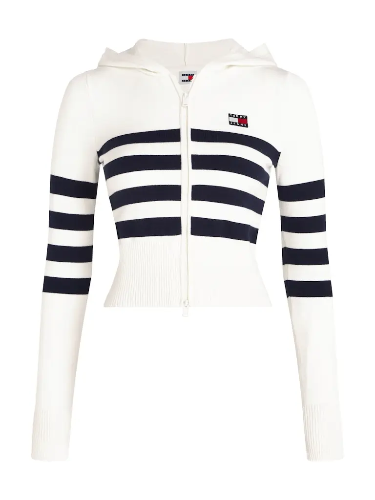 TJW STRIPE ZIP THRU BADGE HOOD