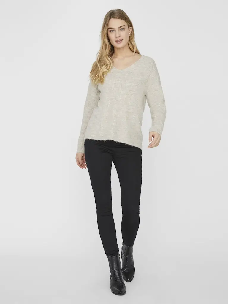 VMCREWLEFILE LS V-NECK BLOUSE NOOS