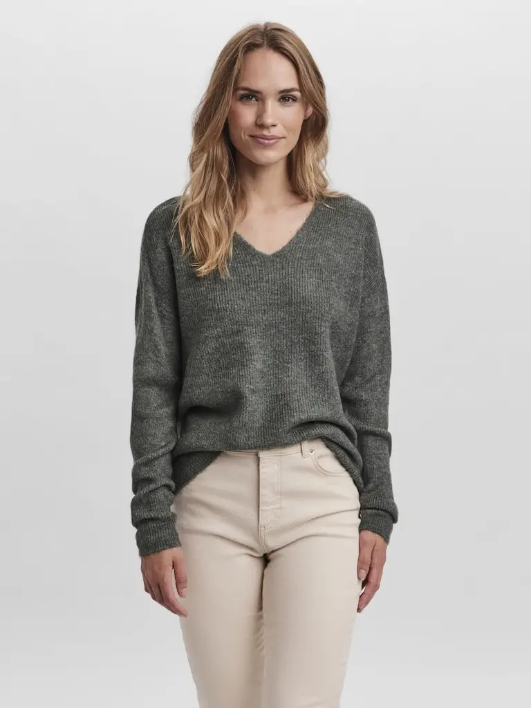 VMCREWLEFILE LS V-NECK BLOUSE NOOS