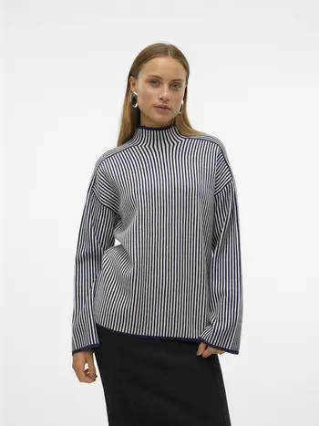 VMGOLD LS HIGHNECK PINSTRIPE PULLOVER GA