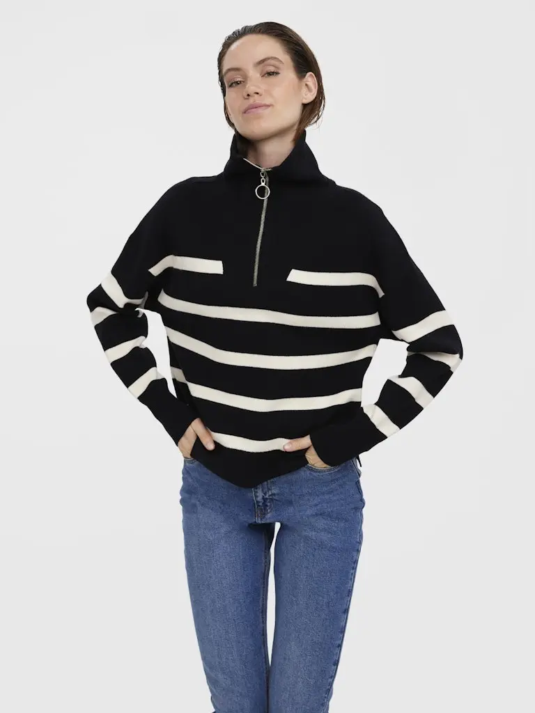 VMSABA STRIPE LS HIGHNECK BLOUSE GA NOOS