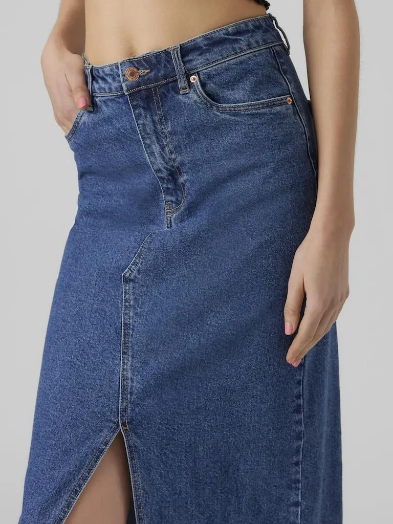 VMVERI HR CALF DENIM SKIRT GA MIX NOOS