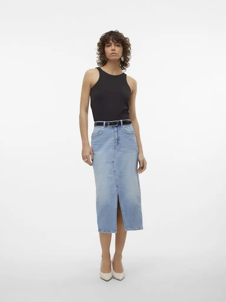 VMVERI HR CALF DENIM SKIRT GA MIX NOOS