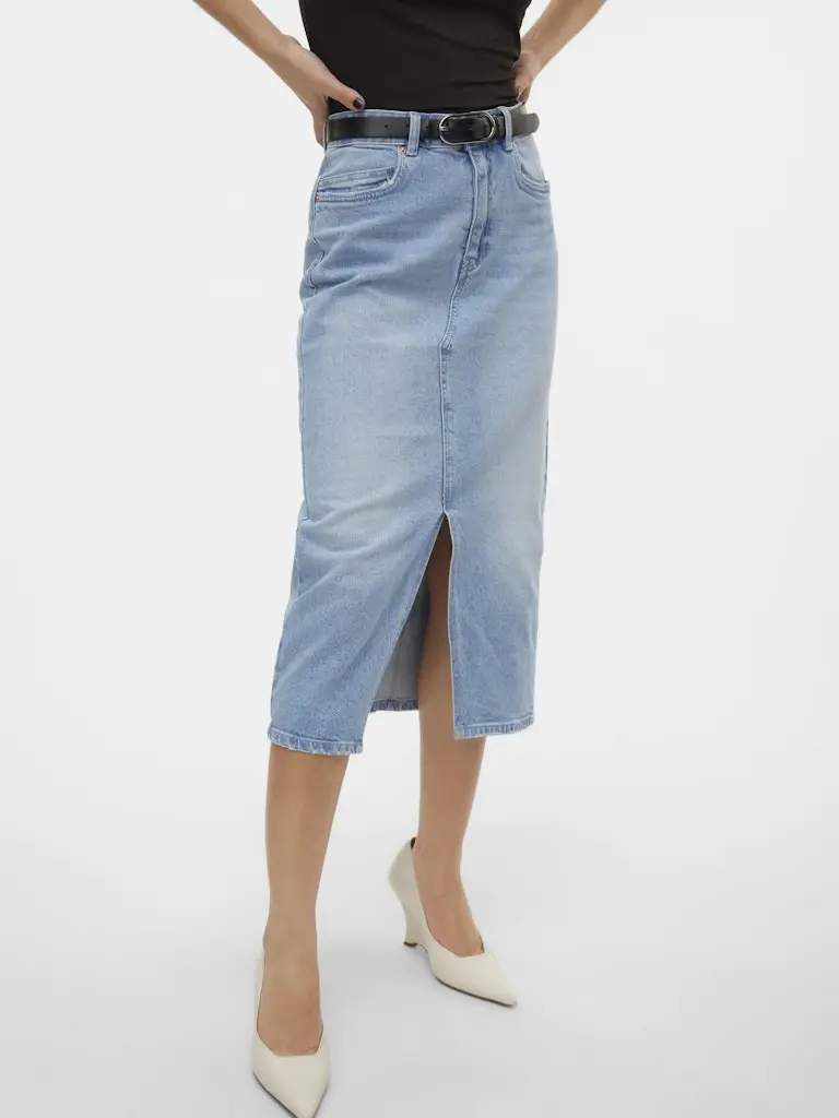 VMVERI HR CALF DENIM SKIRT GA MIX NOOS