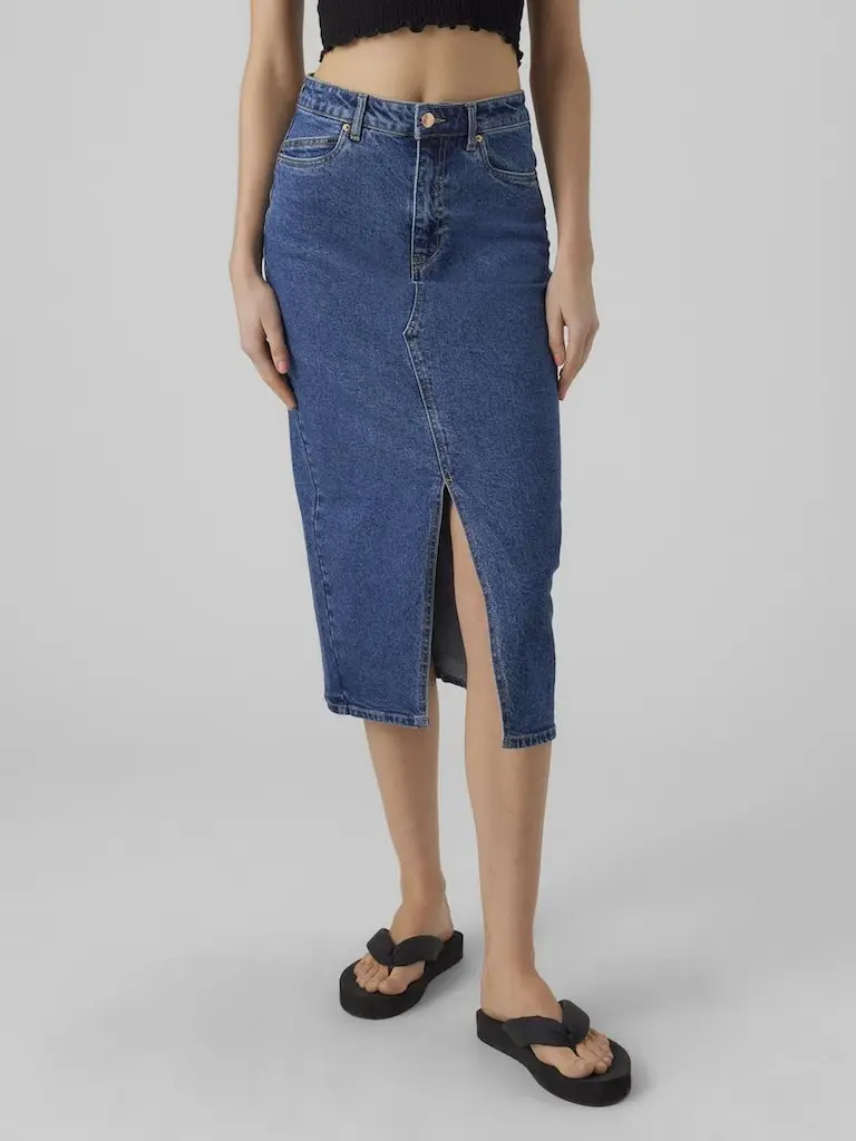 VMVERI HR CALF DENIM SKIRT GA MIX NOOS