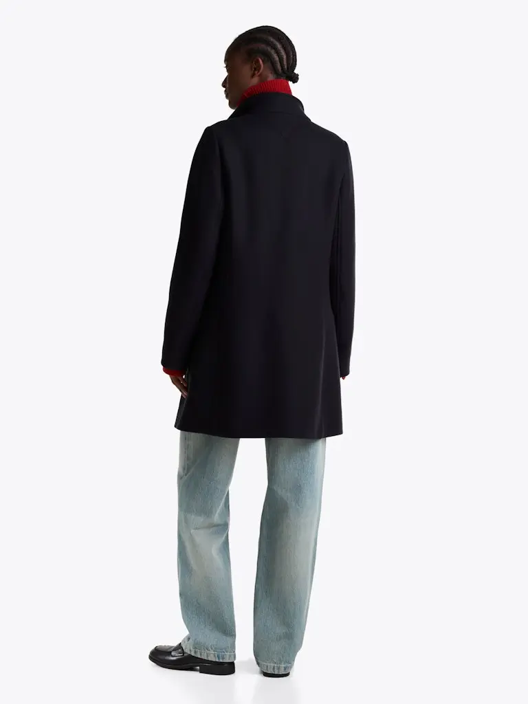 WOOL BLEND SLIM DB FUNNEL COAT