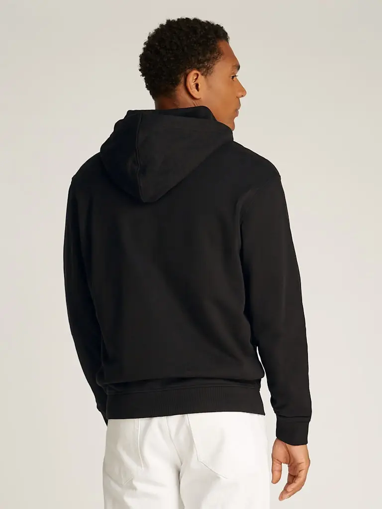 WOVEN LABEL ZIP THROUGH HOODIE