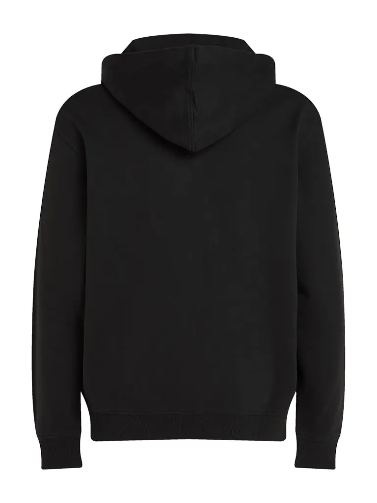 WOVEN LABEL ZIP THROUGH HOODIE